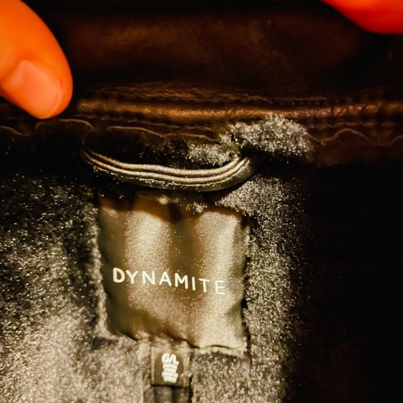 Faux leather Moto jacket with faux fur interior - Picture 3 of 5